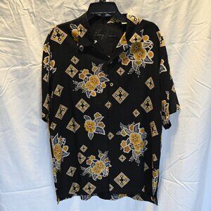 Tommy Bahama men's silk shirt, black and yellow, size L